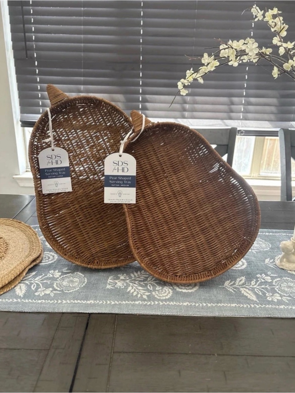 SDS + HD Pear-Shaped Wicker Serving Trays - Brown